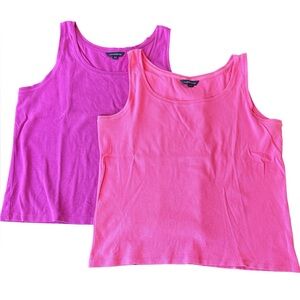 Lands’ End Ribbed Tank Tops Lot of 2 | Pink & Magenta | Size Extra Large
